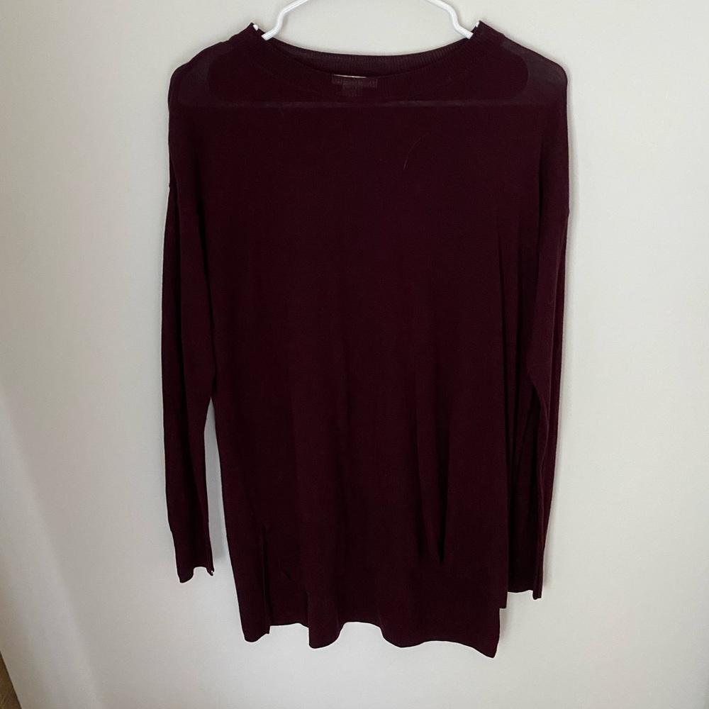 Long burgundy sweater